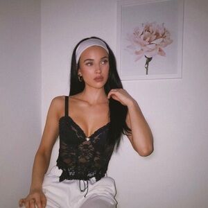 For Love And Lemons Lou Lace Bustier Black XS NEW